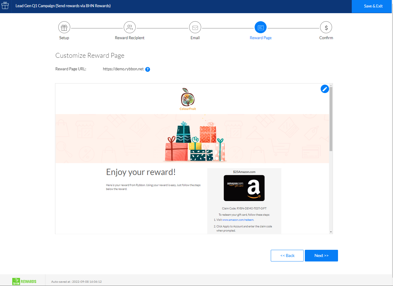 screenshot of BHN Rewards